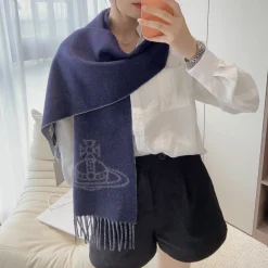 LOEWE Scarves Wool Blue-Gray 168X28CM I510070778