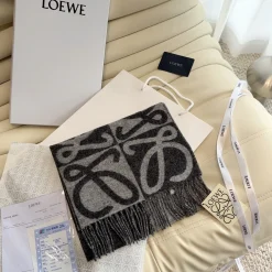 Alternative view of LOEWE Scarves Wool Cashmere Blend Grey-Black One Size A0510070777