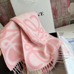 Alternative view of LOEWE Scarves Wool Cashmere Pink-White One Size A1510070734