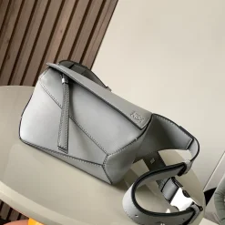 LOEWE Shoulder Bags Calf Leather Gray-Black 18X12X7.5CM F1010060554
