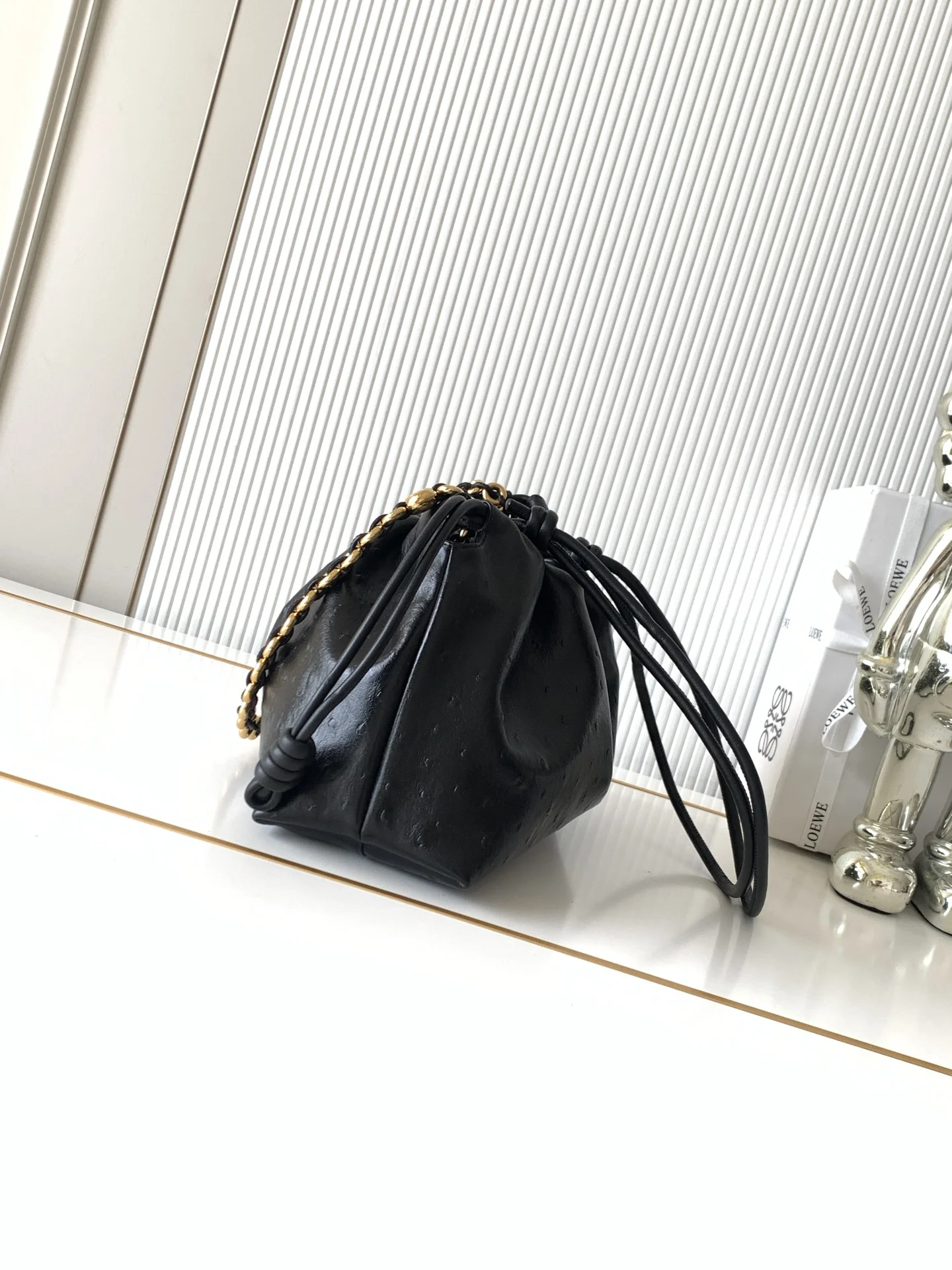 LOEWE Shoulder Bags Deer Leather Black-Gold 30X10.5X20CM G5010060451 - Image 2