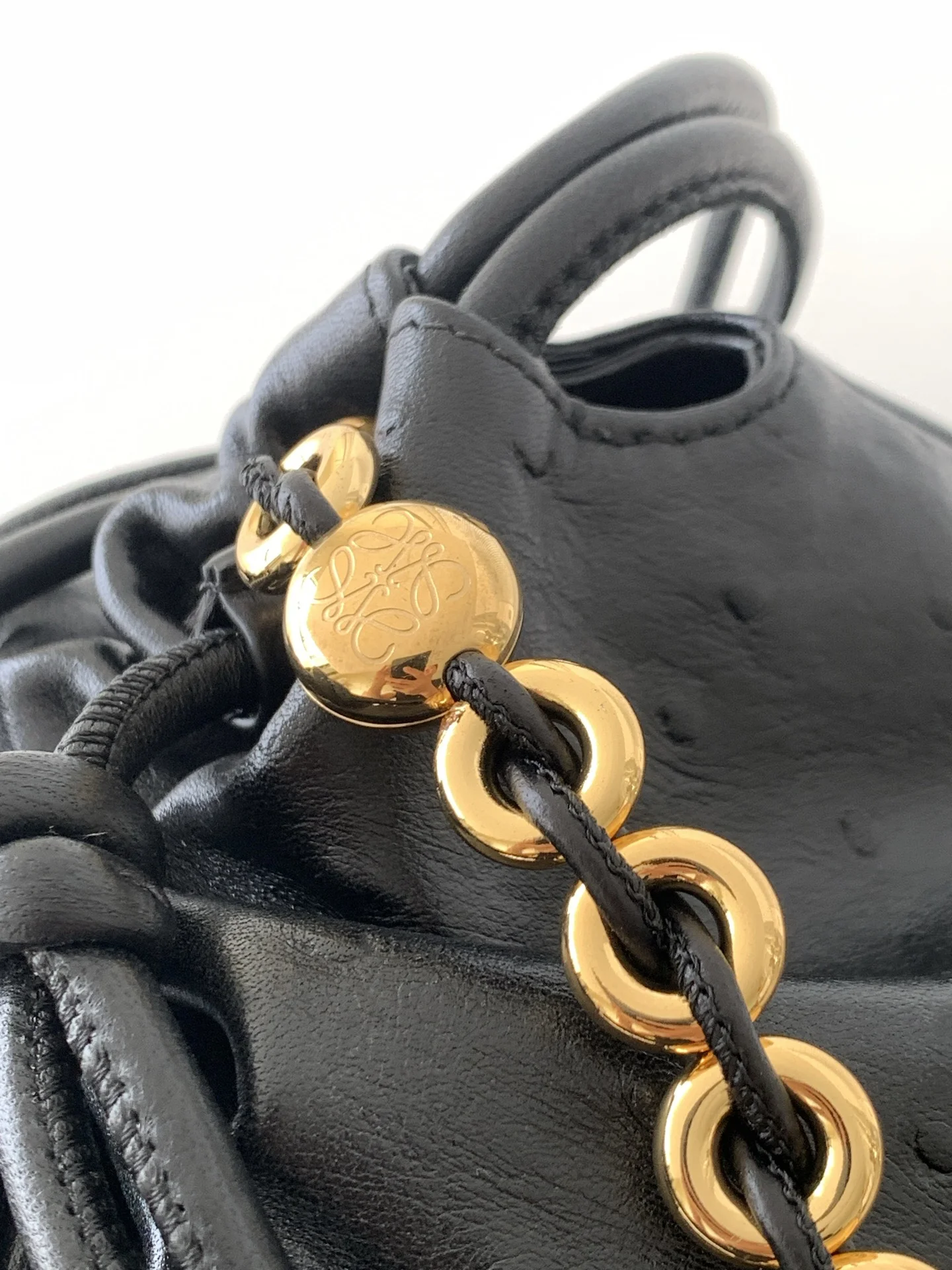 LOEWE Shoulder Bags Deer Leather Black-Gold 30X10.5X20CM G5010060451 - Image 6