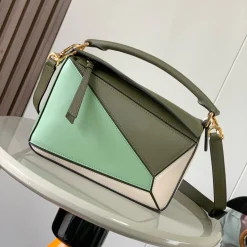 LOEWE Shoulder Bags Green-Beige 24X16X10CM F7010060507