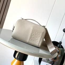 LOEWE Shoulder Bags Satin Calf Leather Beige-Silver 18X13X8.5CM F4010060411