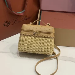 LORO PIANA Bucket Bags Ostrich Bamboo Beige-Gold B05010066824