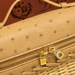 Alternative view of LORO PIANA Bucket Bags Ostrich Bamboo Beige-Gold B05010066824