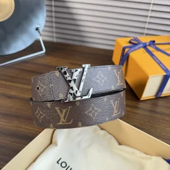 LV Belts Brown-Silver 4.0cm Width A6010050020