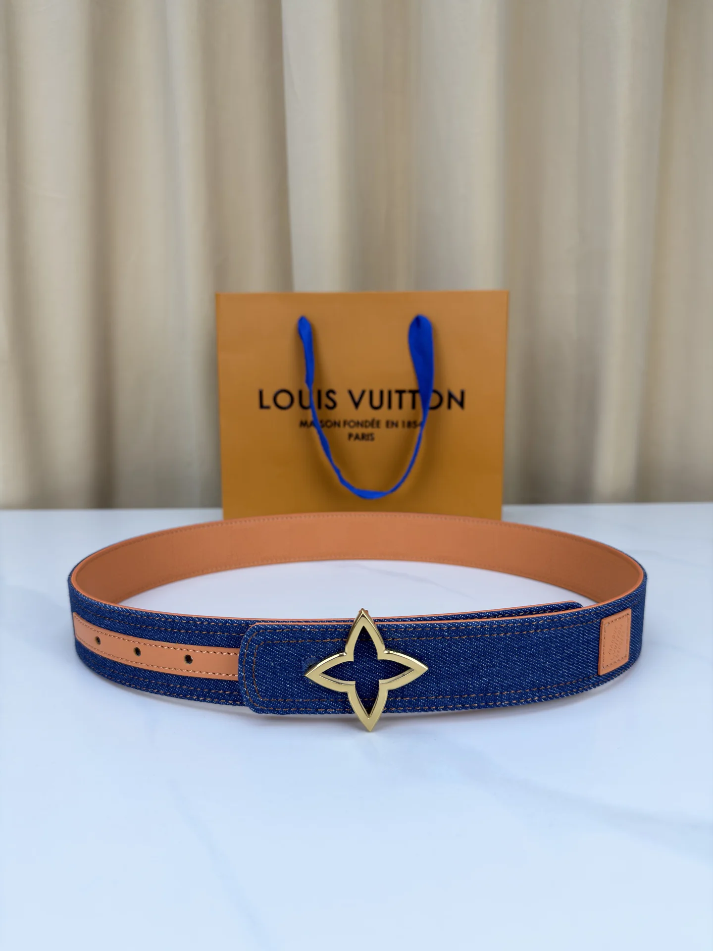LV Belts Denim and Leather Blue-Orange A5010070451