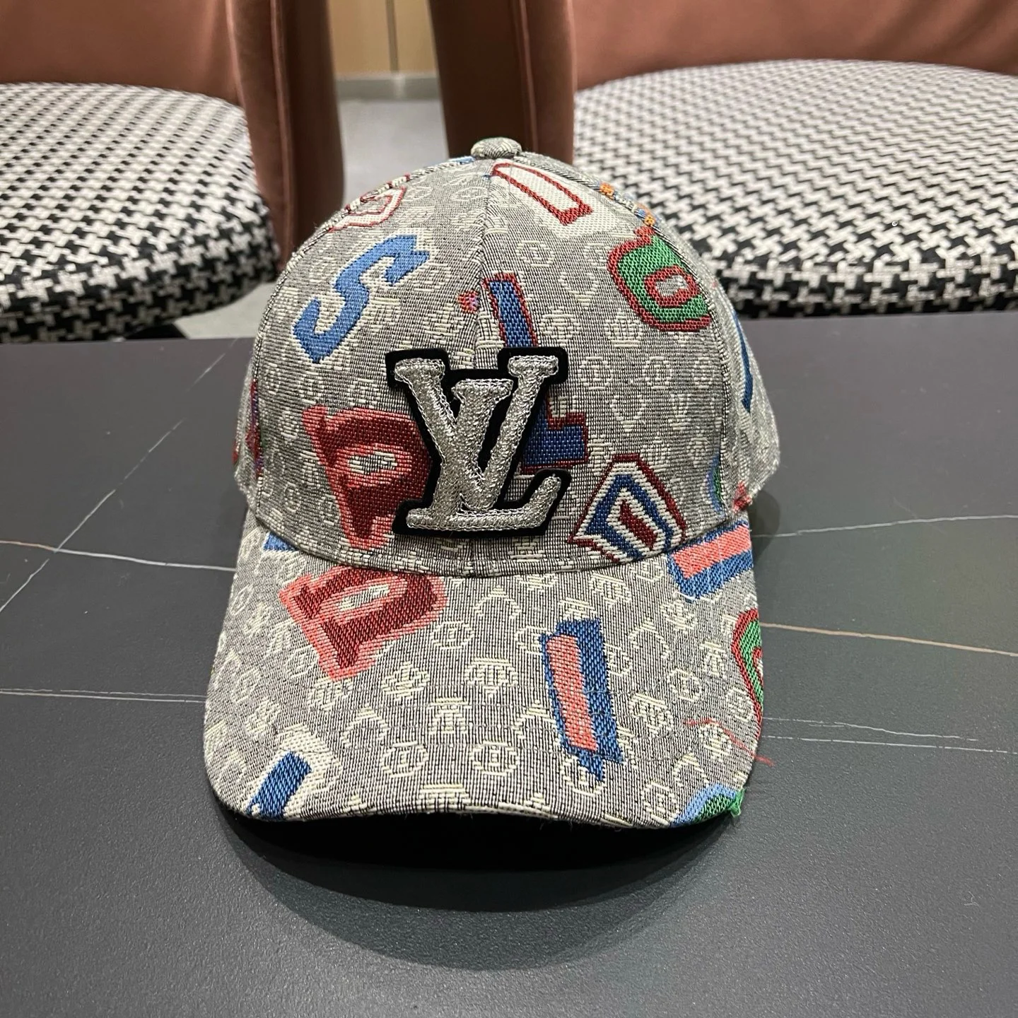 LV Caps Gray-Multi F010072781 - Image 9