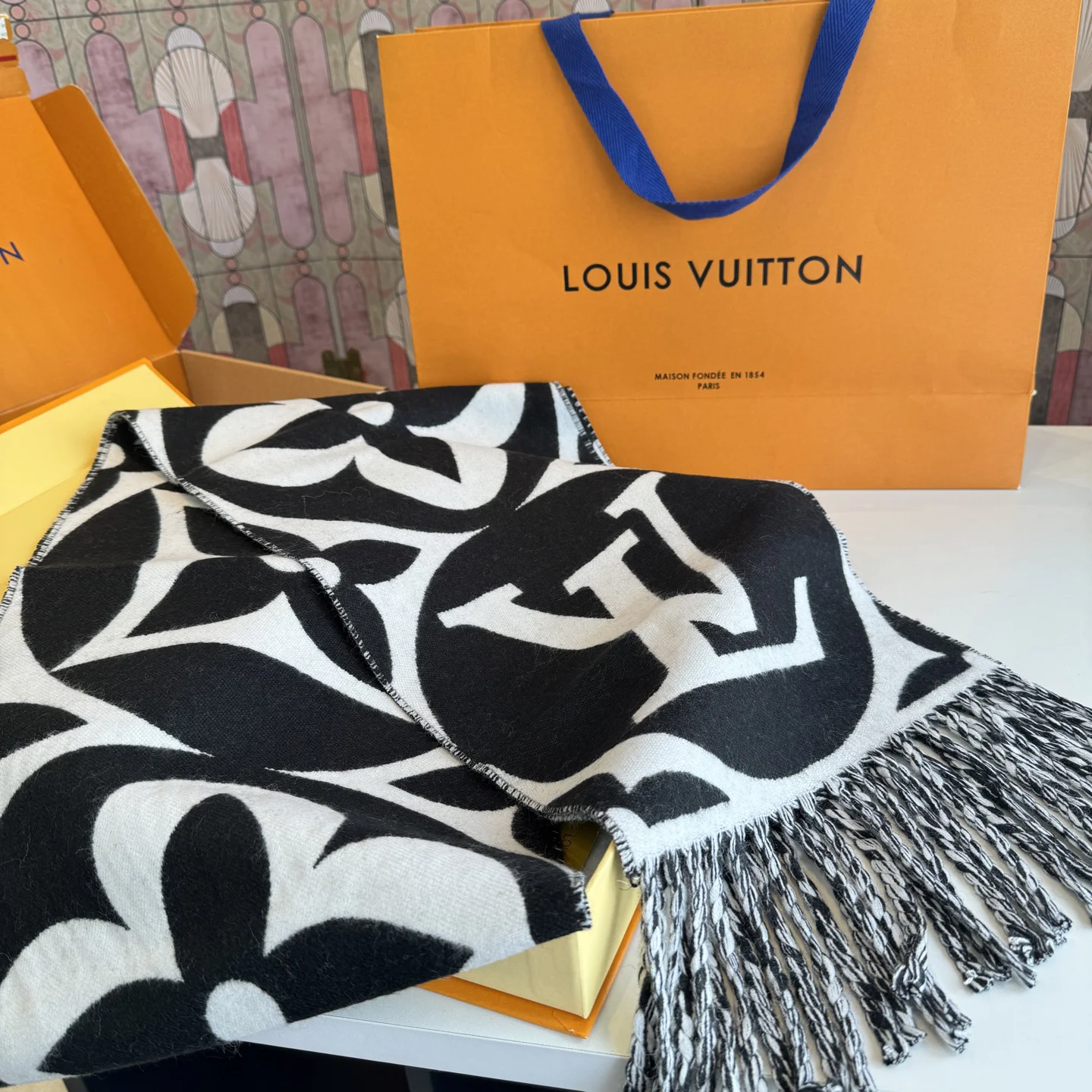 LV Scarves Black-White A2510070788 - Image 12