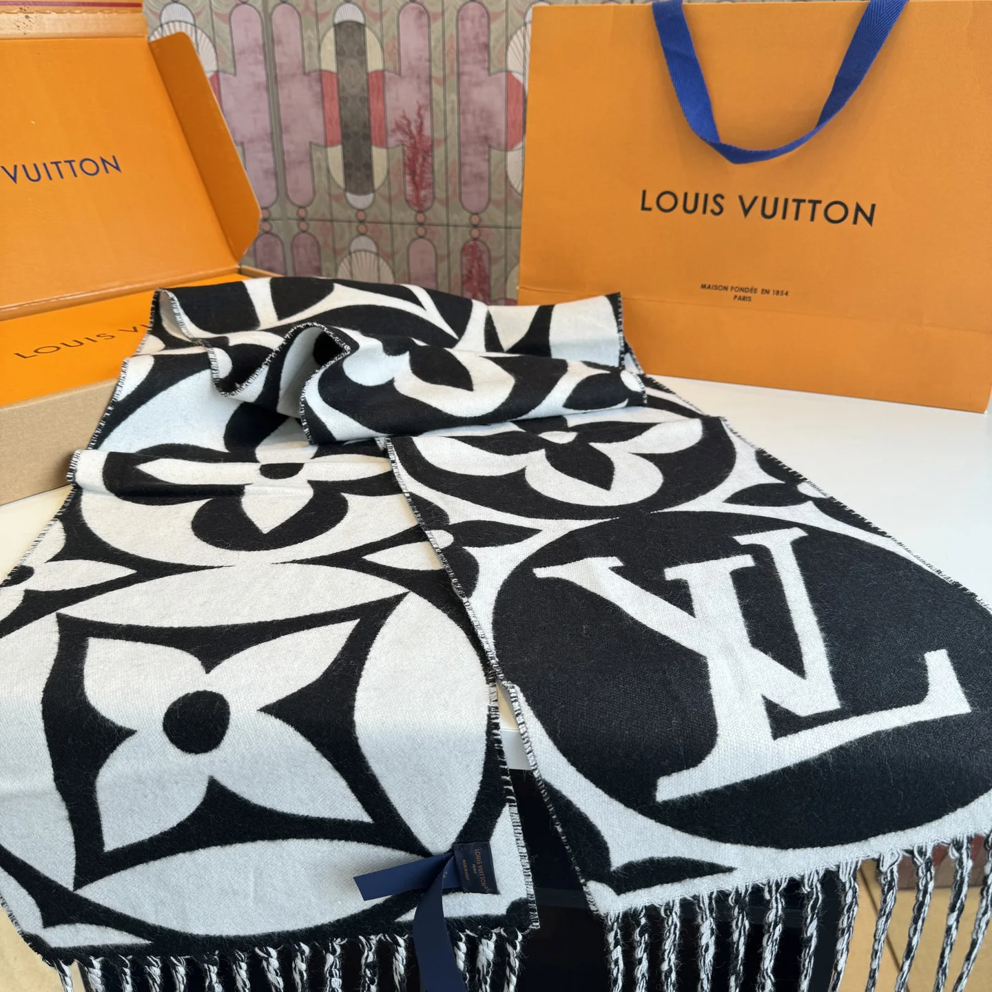 LV Scarves Black-White A2510070788 - Image 5