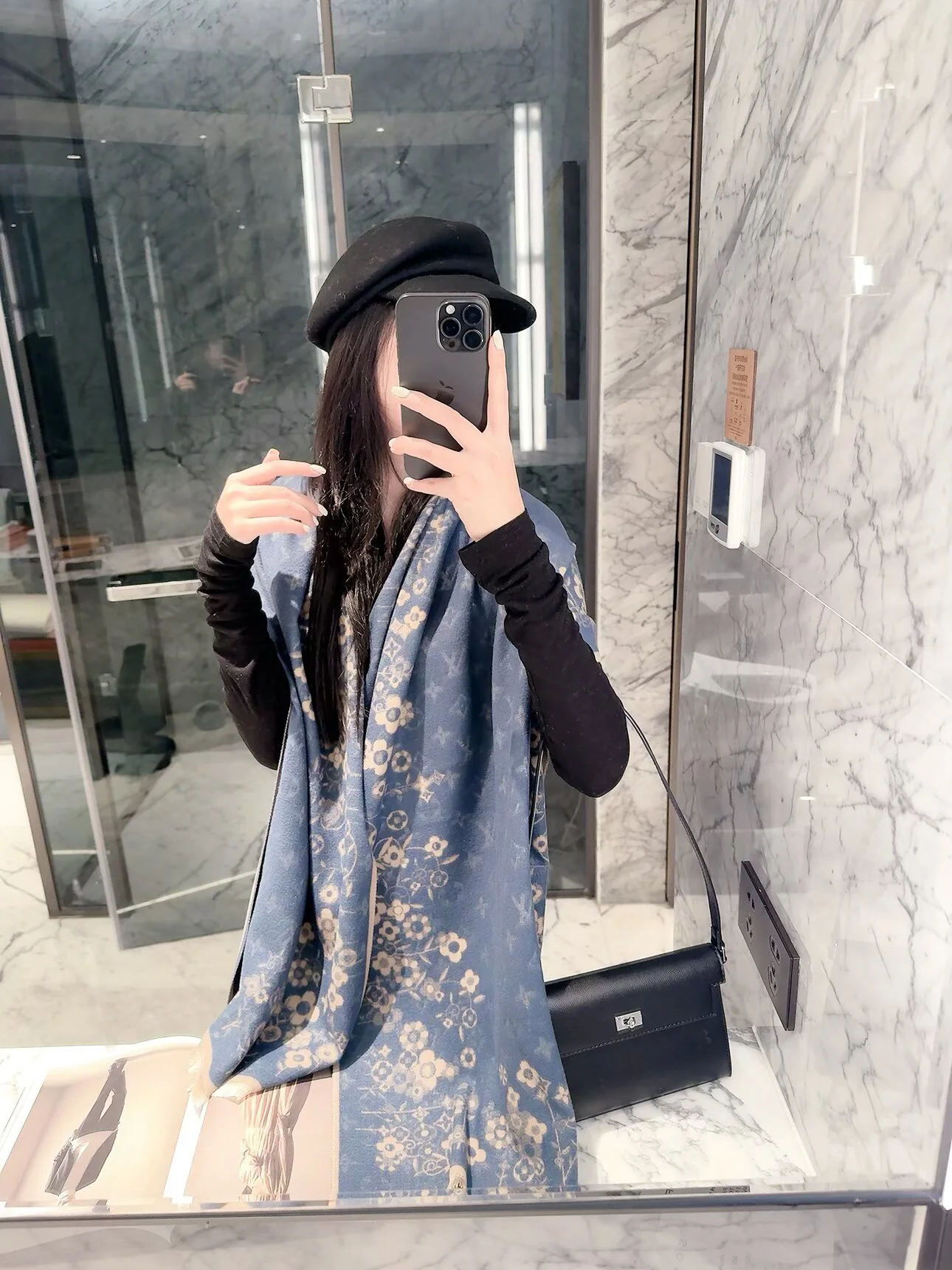 LV Scarves Wool Silk Beige-Black 180x60CM D510070922 - Image 5