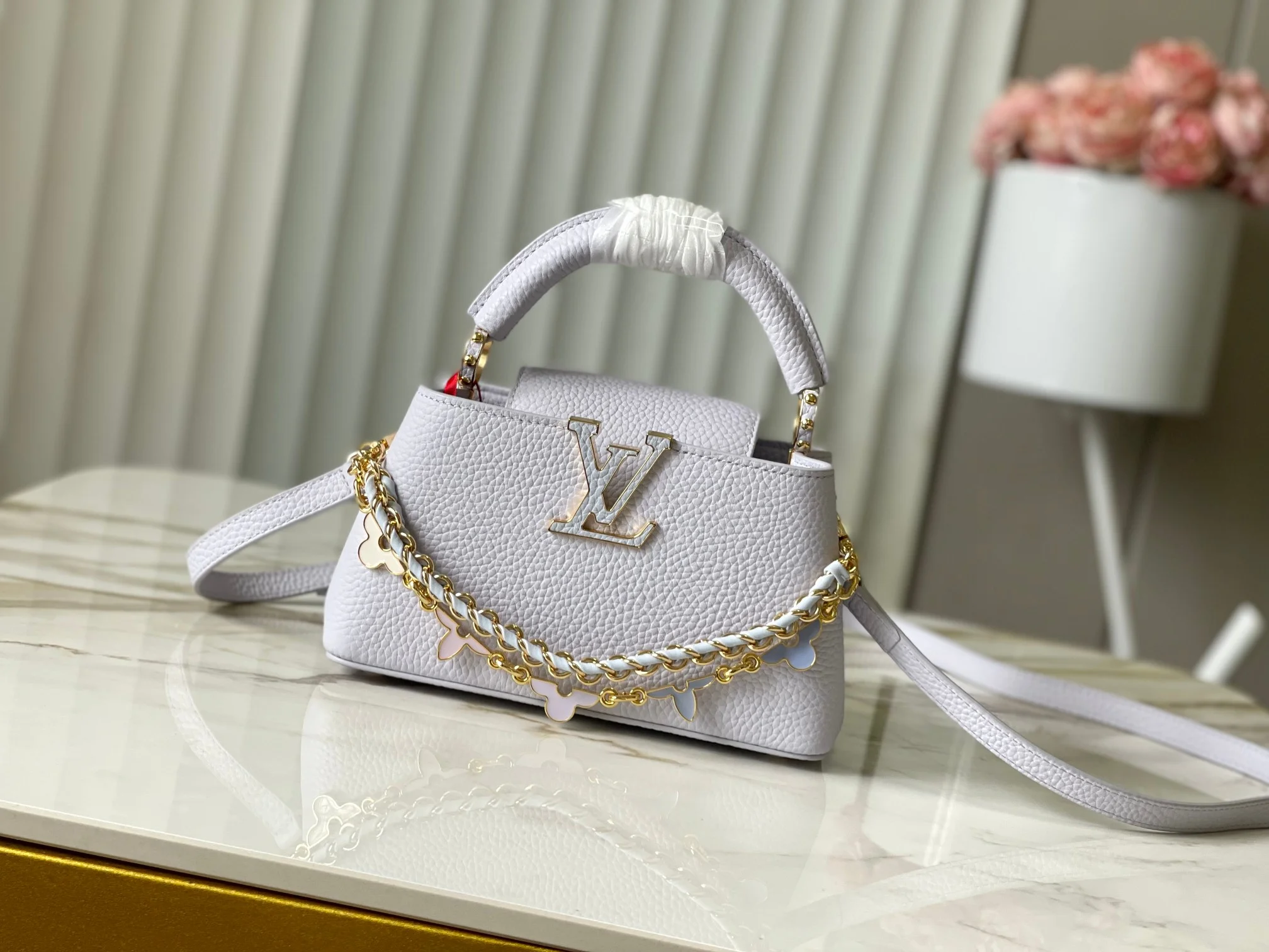 LV Top Handle Bags Taurillon Leather White-Gold 22X12X8CM A15010063239