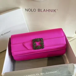 MANOLO BLAHNIK Clutches Bags Pink-Gray 12X24X3CM H2010066719