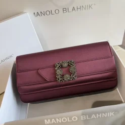 MANOLO BLAHNIK Clutches Bags Purple-Silver 12X24X3CM H2010066723