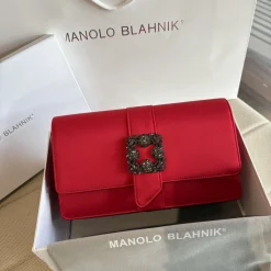 MANOLO BLAHNIK Clutches Bags Red-Black 12X24X6CM H2010066730