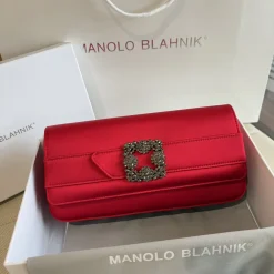 MANOLO BLAHNIK Clutches Bags Red-Gray 12X24X3CM H2010066721