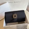 MANOLO BLAHNIK Clutches Bags Satin Black-Silver 12X24X6CM H2010066733