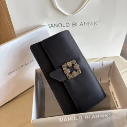 Alternative view of MANOLO BLAHNIK Clutches Bags Satin Black-Silver 12X24X6CM H2010066733