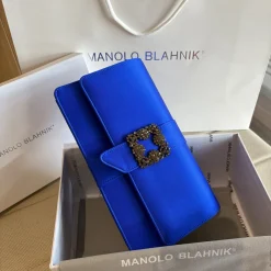 Alternative view of MANOLO BLAHNIK Clutches Bags Satin Blue-Gold 12X24X6CM H2010066728