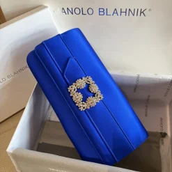 Alternative view of MANOLO BLAHNIK Clutches Bags Satin Blue-Silver 12X24X3CM H2010066722