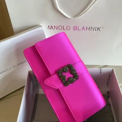 Alternative view of MANOLO BLAHNIK Clutches Bags Satin Fuchsia-Black 12X24X6CM H2010066734