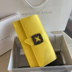Alternative view of MANOLO BLAHNIK Clutches Bags Silk Satin Yellow-Black 12X24X6CM H2010066731
