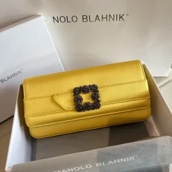 MANOLO BLAHNIK Shoulder Bags Yellow-Black 12X24X3CM H2010066718