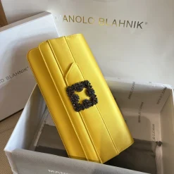 Alternative view of MANOLO BLAHNIK Shoulder Bags Yellow-Black 12X24X3CM H2010066718