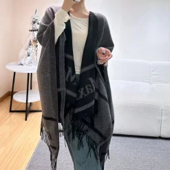 MAX MARA Scarves Merino Wool Gray-Black One Size B3510072146