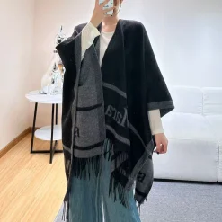 Alternative view of MAX MARA Scarves Merino Wool Gray-Black One Size B3510072146