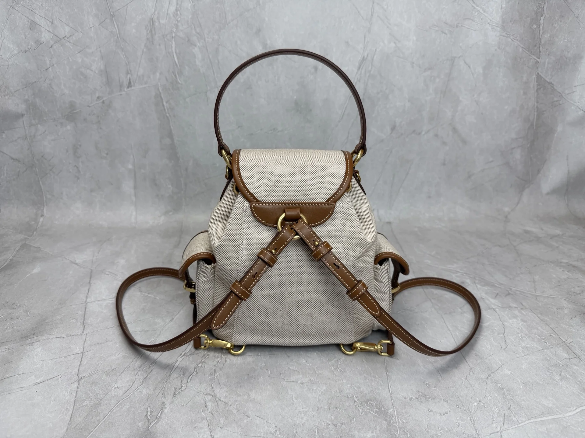 MIU MIU Backpacks Bags Beige-Brown 22X18X11.5CM G3010063185 - Image 2
