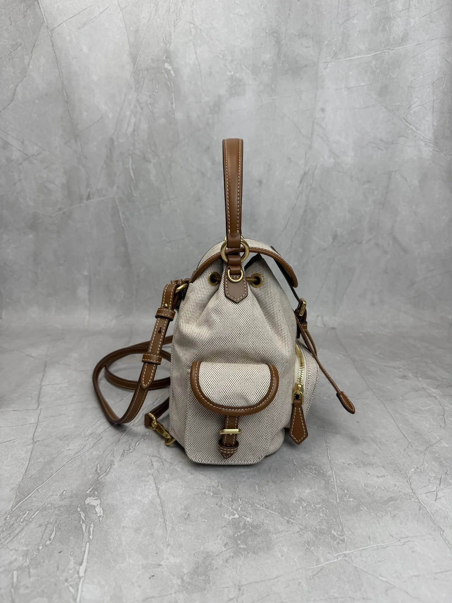 MIU MIU Backpacks Bags Beige-Brown 22X18X11.5CM G3010063185 - Image 4