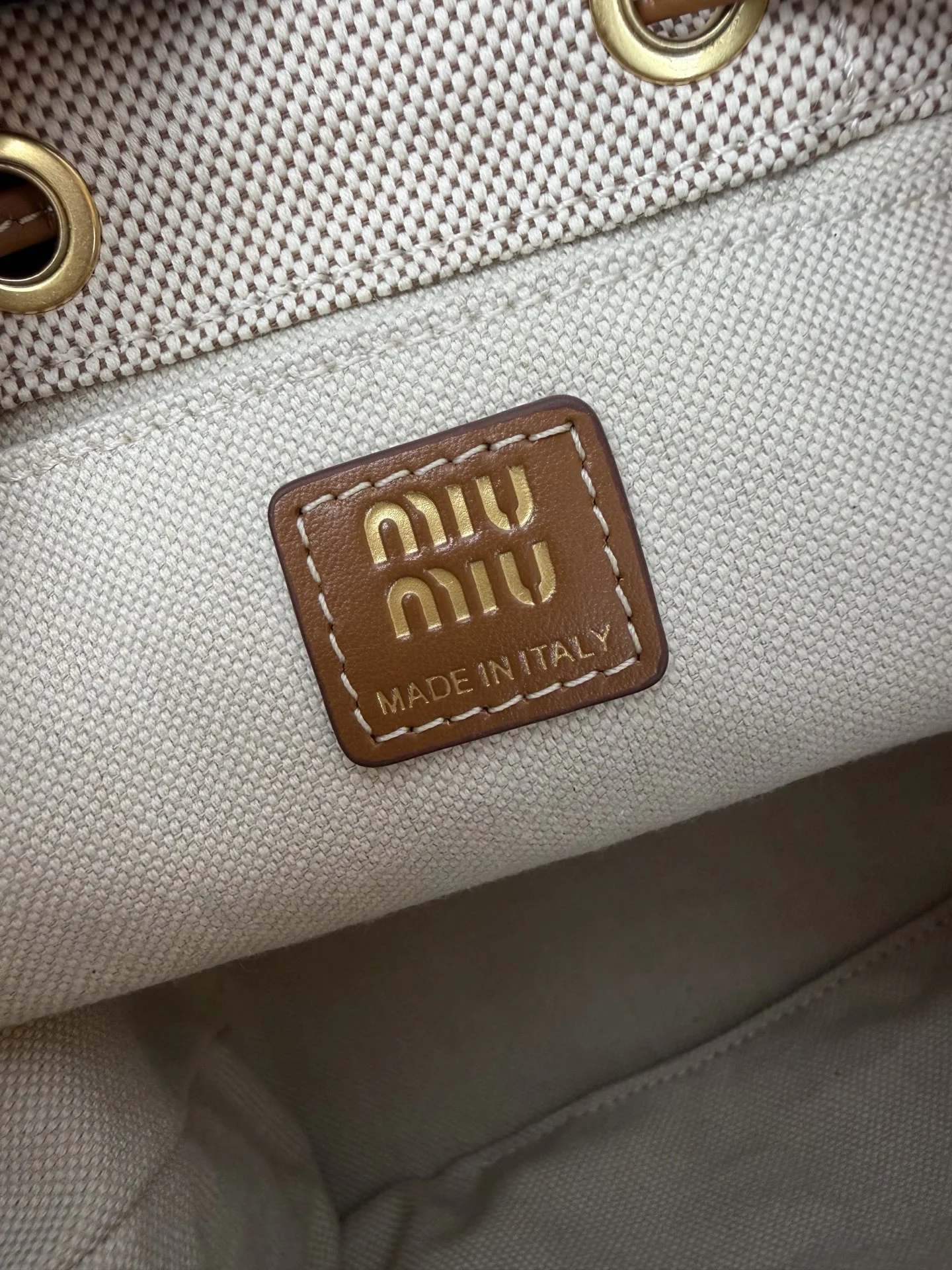 MIU MIU Backpacks Bags Beige-Brown 22X18X11.5CM G3010063185 - Image 9
