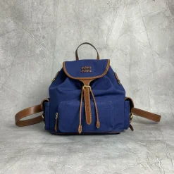 MIU MIU Backpacks Bags Blue-Brown 29.5X25X12.5CM G6010063260