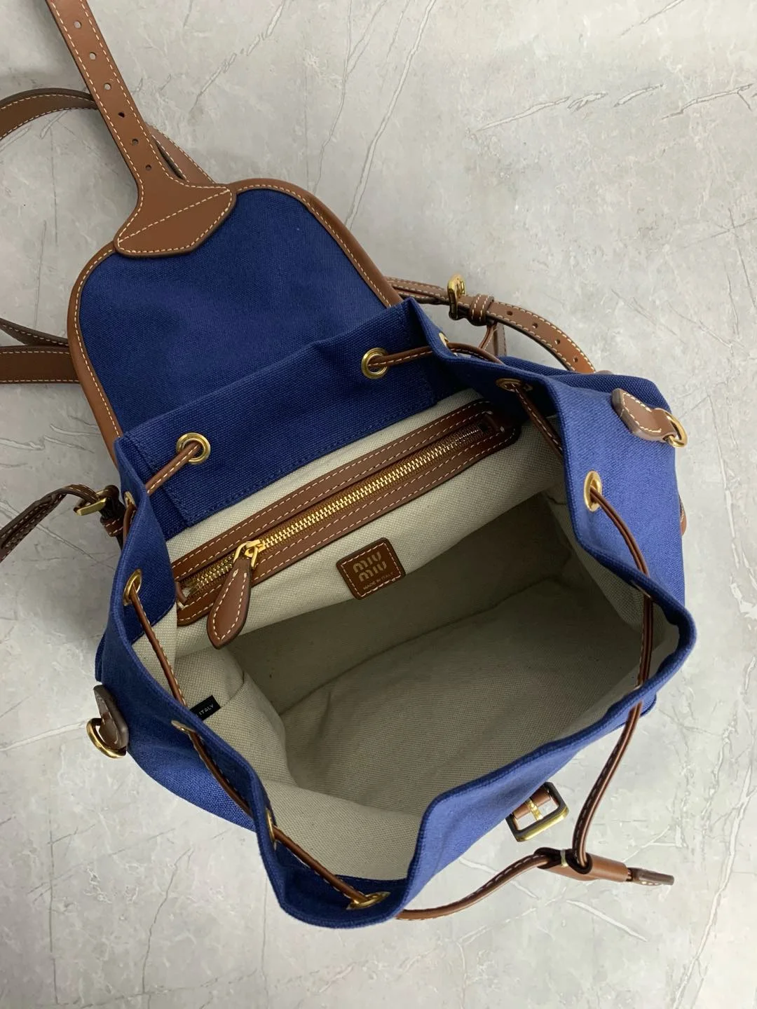 MIU MIU Backpacks Bags Blue-Brown 29.5X25X12.5CM G6010063260 - Image 9