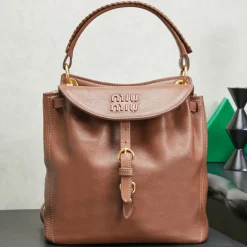 MIU MIU Backpacks Bags Brown-Gold 28X26X13CM H8010061019