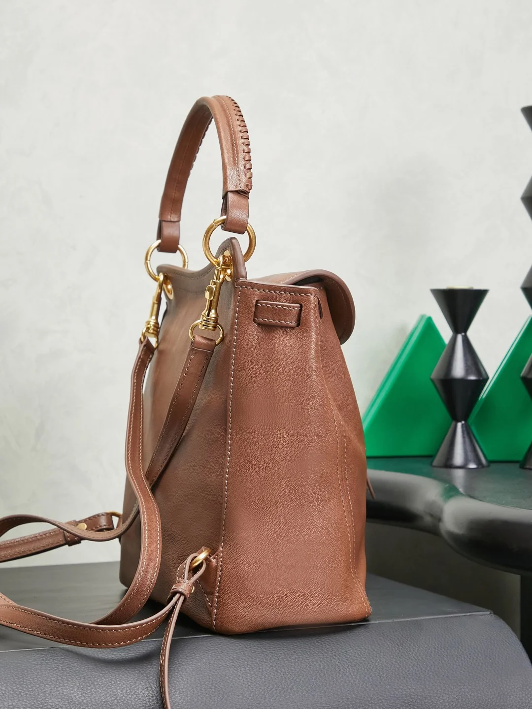 MIU MIU Backpacks Bags Brown-Gold 28X26X13CM H8010061019 - Image 2