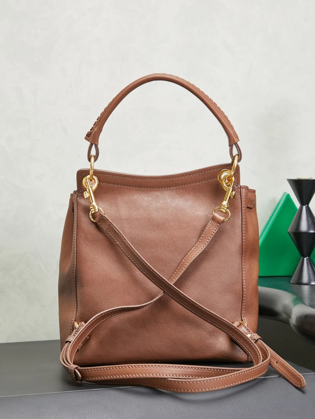 MIU MIU Backpacks Bags Brown-Gold 28X26X13CM H8010061019 - Image 3