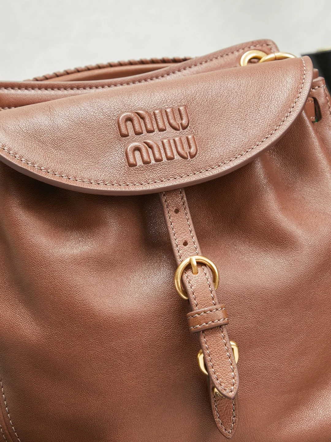MIU MIU Backpacks Bags Brown-Gold 28X26X13CM H8010061019 - Image 5