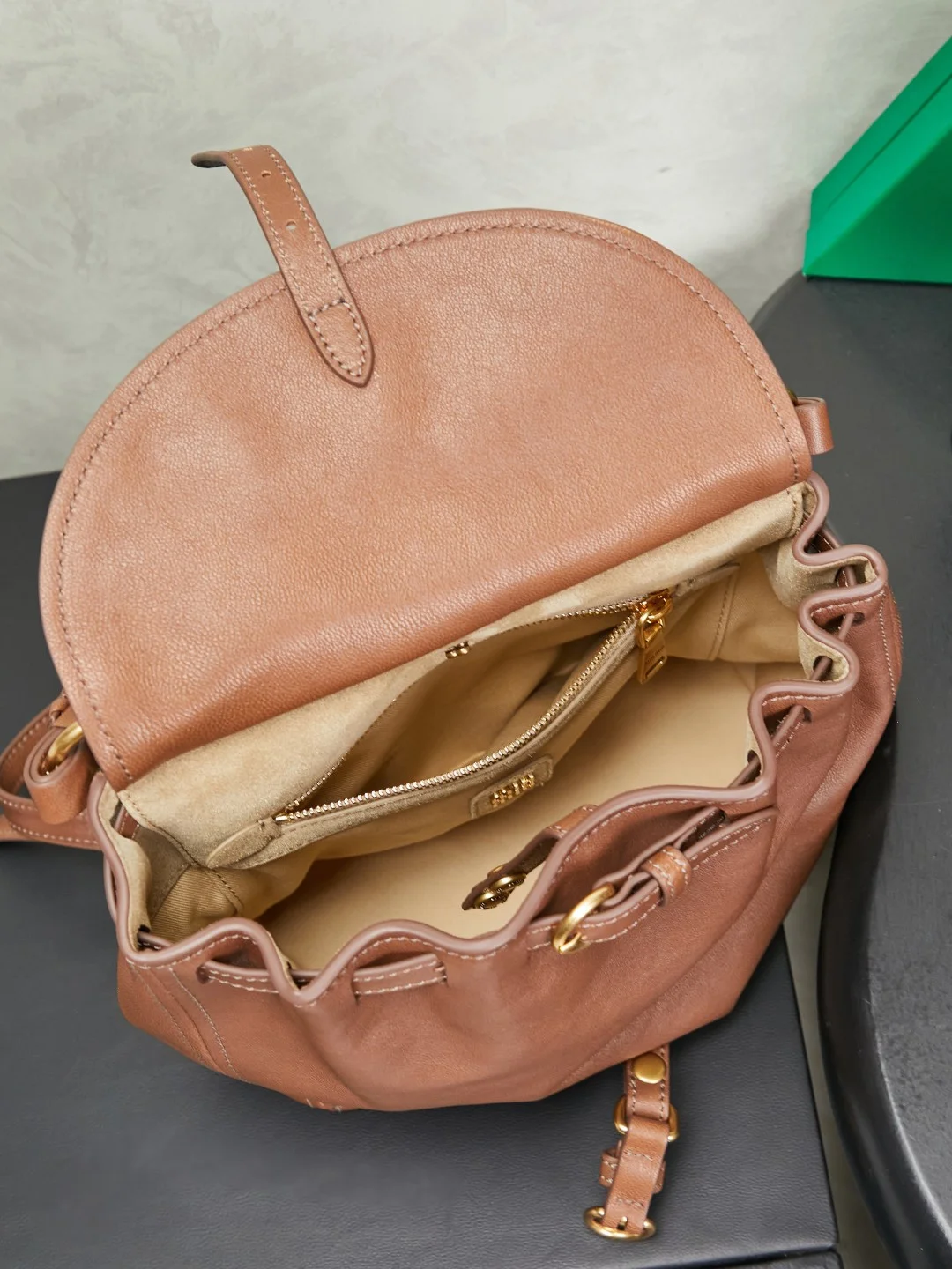 MIU MIU Backpacks Bags Brown-Gold 28X26X13CM H8010061019 - Image 6