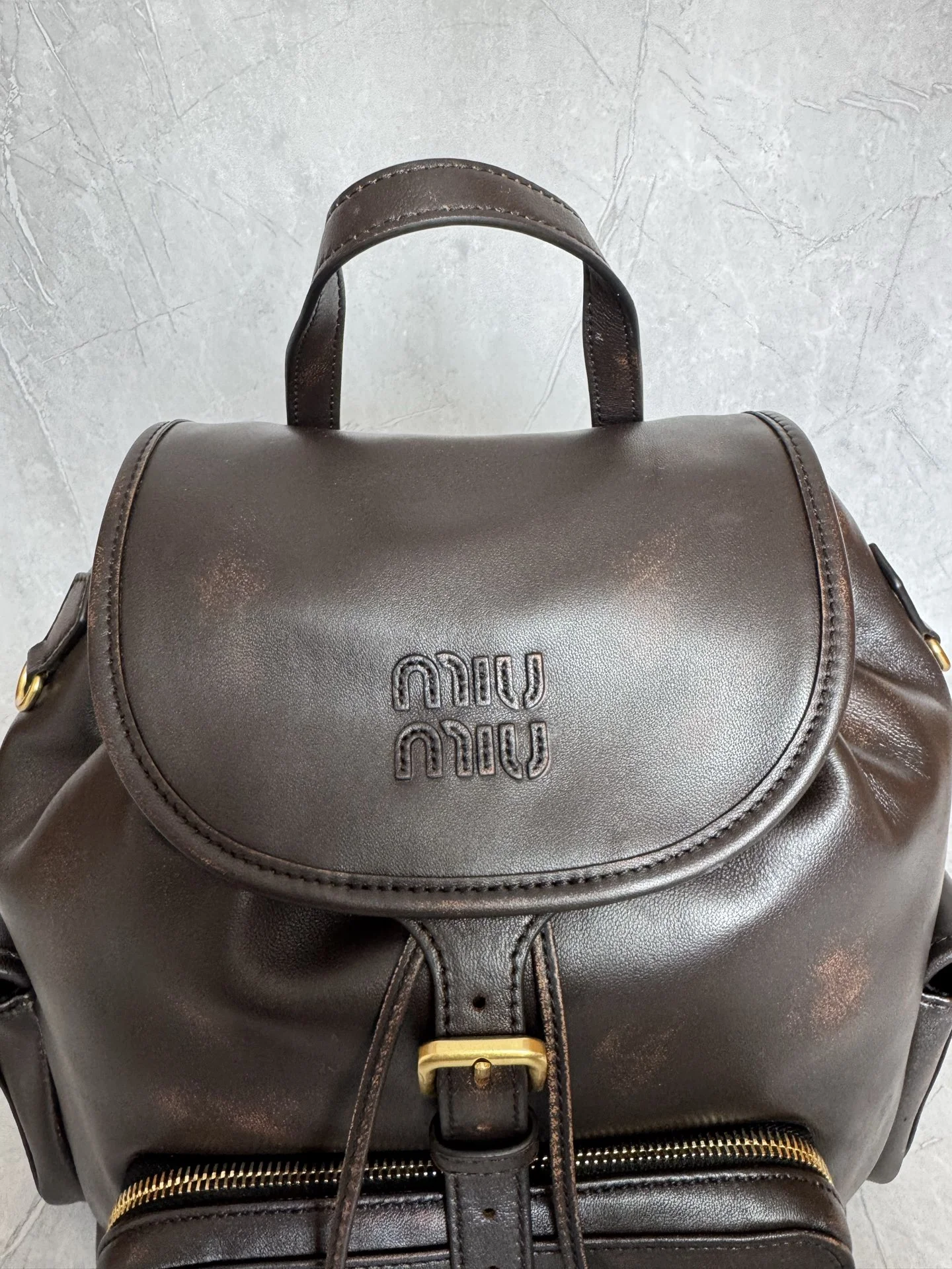 MIU MIU Backpacks Bags Brown-Gold 29.5X25X12.5CM I0010063219 - Image 5
