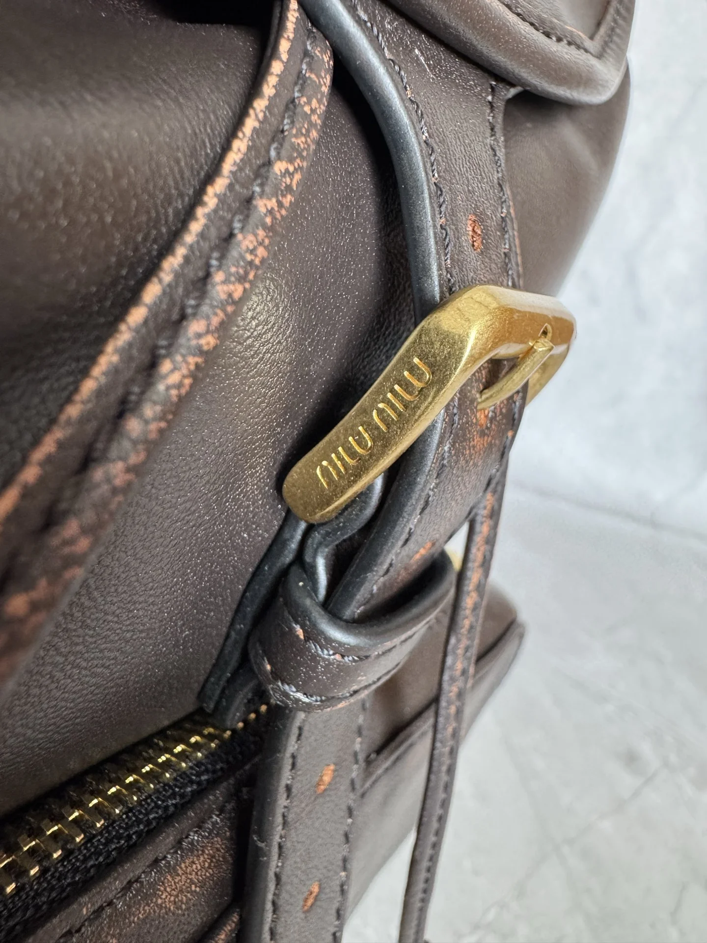 MIU MIU Backpacks Bags Brown-Gold 29.5X25X12.5CM I0010063219 - Image 7