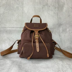 MIU MIU Backpacks Bags Brown-Tan 29.5X25X12.5CM G6010063250