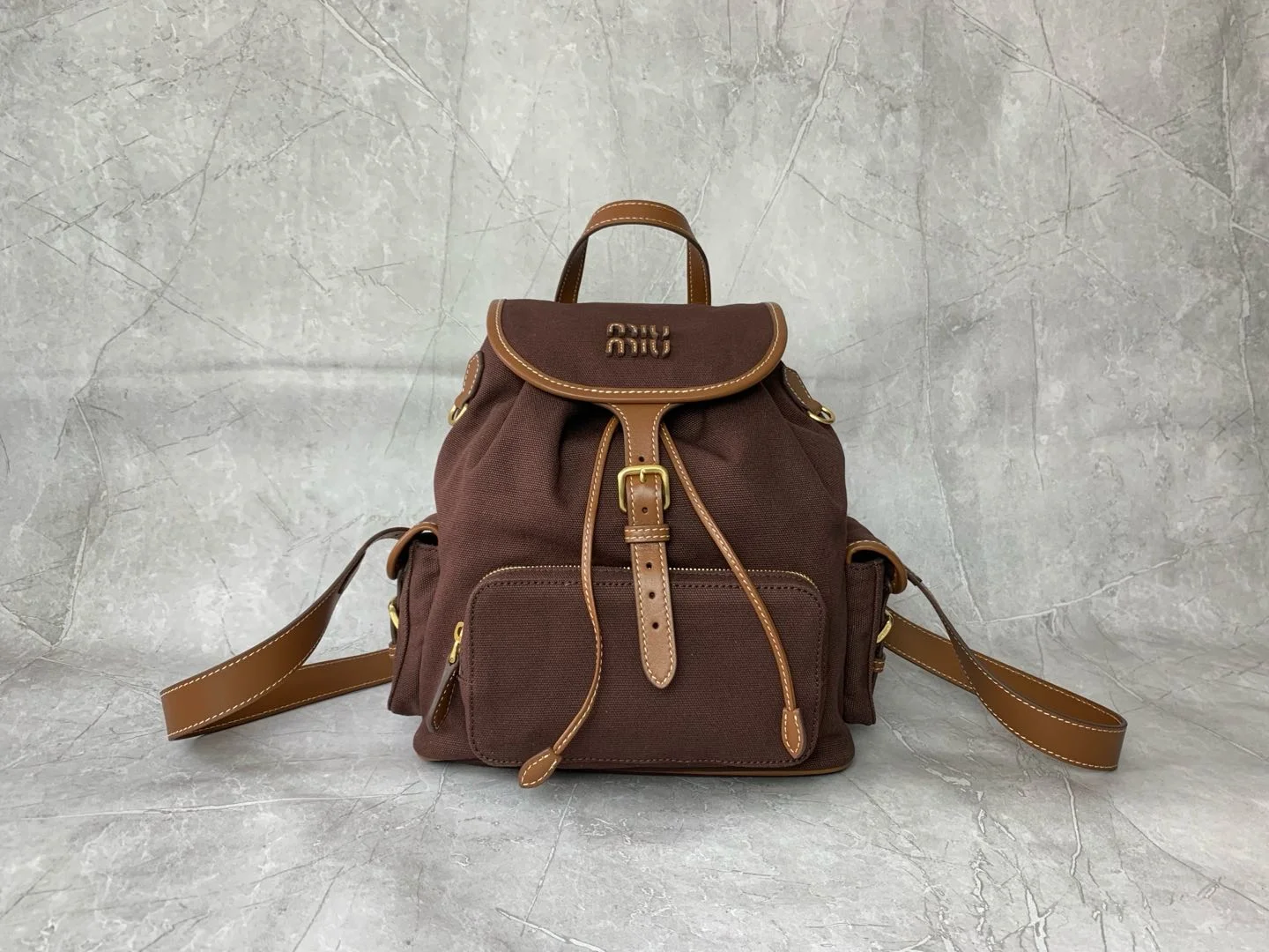 MIU MIU Backpacks Bags Brown-Tan 29.5X25X12.5CM G6010063250