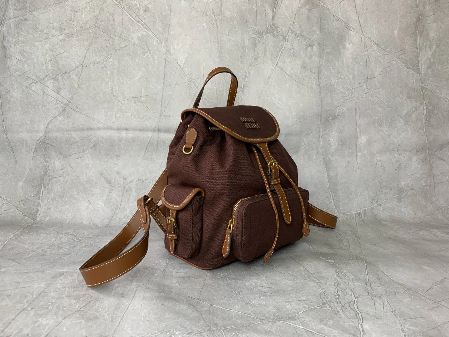 MIU MIU Backpacks Bags Brown-Tan 29.5X25X12.5CM G6010063250 - Image 3