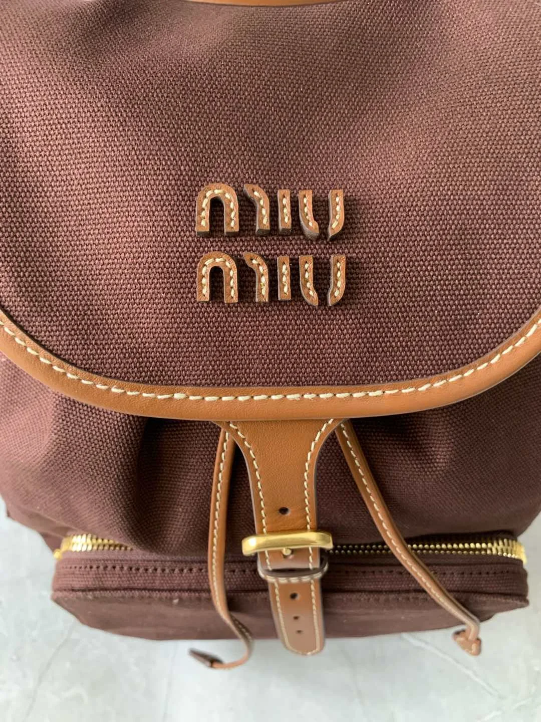 MIU MIU Backpacks Bags Brown-Tan 29.5X25X12.5CM G6010063250 - Image 6