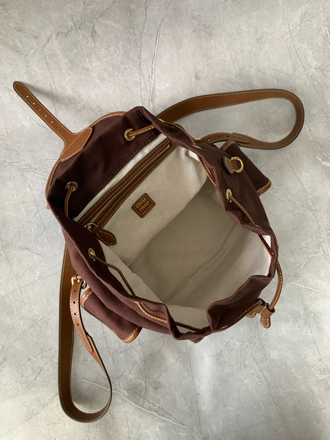 MIU MIU Backpacks Bags Brown-Tan 29.5X25X12.5CM G6010063250 - Image 8