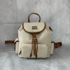 MIU MIU Backpacks Bags Canvas Calf Leather Beige-Brown 29.5X25X12.5CM G6010063246