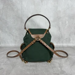 Alternative view of MIU MIU Backpacks Bags Canvas Calf Leather Green-Brown 22X18X11.5CM G3010063130